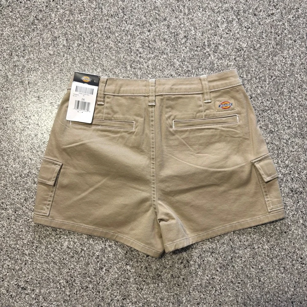 Dickies Shorts Womens 26 High Rise Cargo Pockets Khaki Beige 2